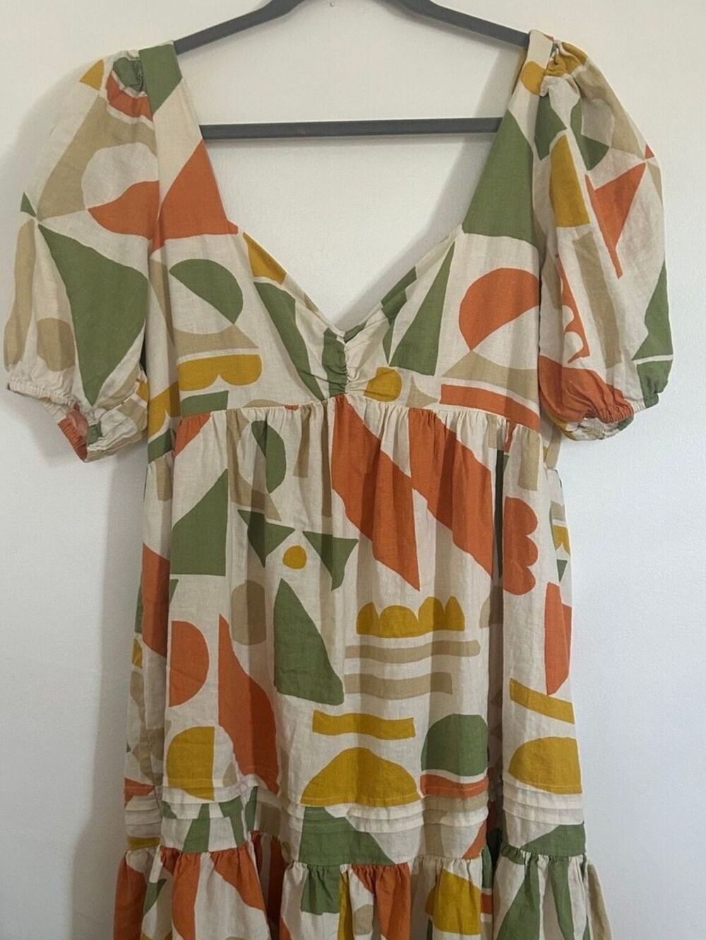 Gianni Bini Tory Triangle Mini Dress Size 10 Abstract Geometric Puff Sleeve